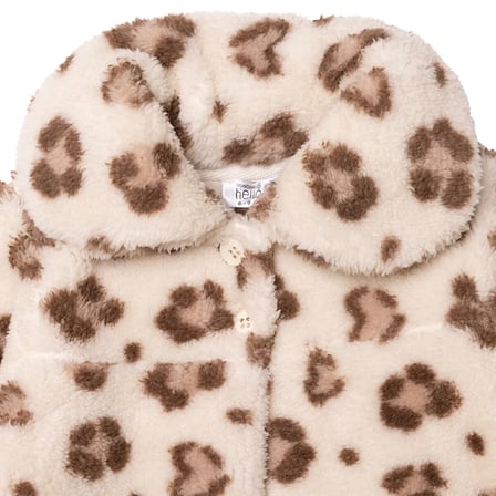 HelloBaby Kız Bebek Welsoft Hırka Leopar Baskılı Fermuarlı Dik Yaka Long Sleeve