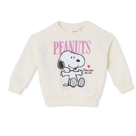 Snoopy - PEANUTS Kız Bebek Lisans Sweatshirt Lisans Baskılı Bisiklet Yaka Long Sleeve