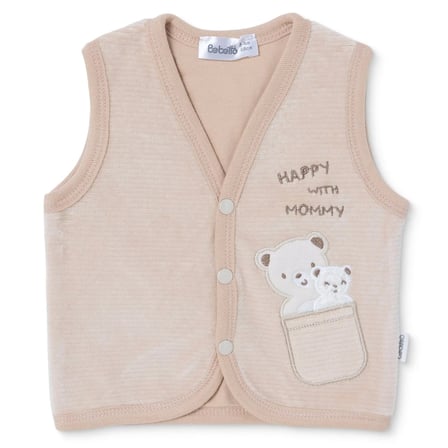Bebetto Erkek Bebek Yelek Ayı Baskılı Çıtçıtlı V Yaka Short Sleeve