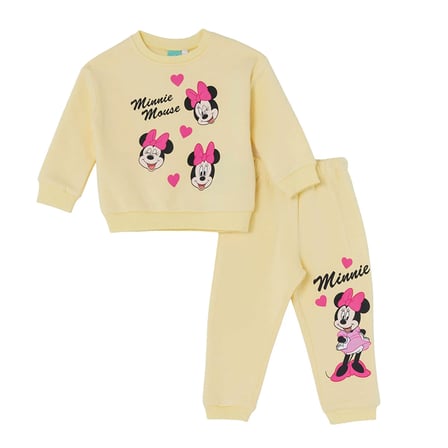 Disney Kız Bebek Lisans Eşofman Takımı Lisans Baskılı Bisiklet Yaka Long Sleeve Ribanalı