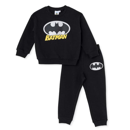 Batman ve Superman-Warner Bros Erkek Bebek Lisans Eşofman Takımı Lisans Baskılı Bisiklet Yaka Long Sleeve Ribanalı