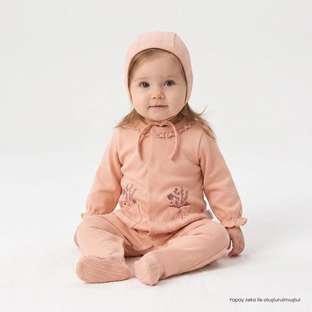 Bebetto Kız Bebek Mevlüt Kıyafeti Çiçek Baskılı Çıtçıtlı Dantel Yaka Long Sleeve