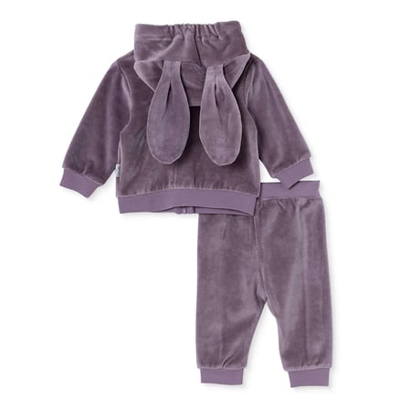 Bebetto Kız Bebek Sweatshirt-Hırka-Alt Tavşan Baskılı Fermuarlı Kapüşonlu Long Sleeve Patiksiz