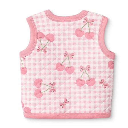 HelloBaby Kız Bebek Kapitone Yelek Meyve Baskılı Çıtçıtlı V Yaka Sleeveless