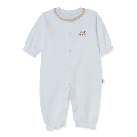 Bebetto Kız Bebek Tulum Çiçek Baskılı Çıtçıtlı Bisiklet Yaka Long Sleeve Patiksiz