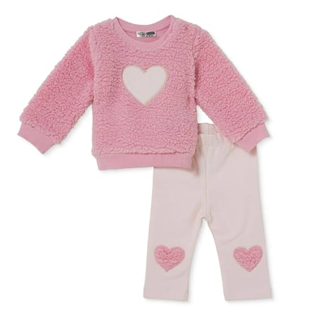 HelloBaby Kız Bebek Sweatshirt-Alt Kalp Baskılı Bisiklet Yaka Long Sleeve Patiksiz