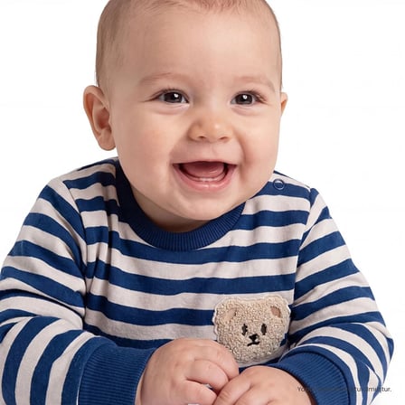 HelloBaby Erkek Bebek Sweatshirt Çizgili Çıtçıtlı Bisiklet Yaka Long Sleeve
