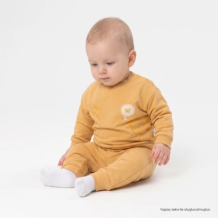 Bebetto Erkek Bebek Sweatshirt-Alt Hayvan Baskılı Bisiklet Yaka Long Sleeve Patiksiz