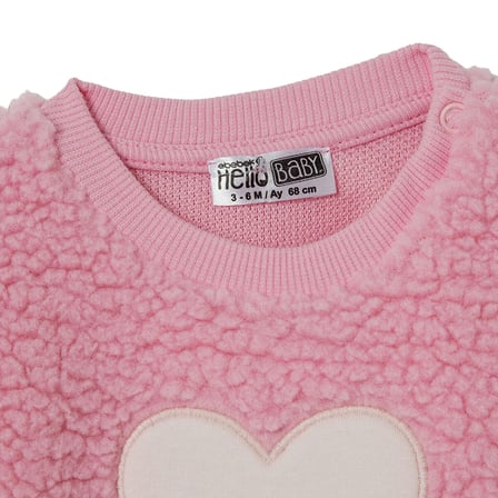 HelloBaby Kız Bebek Sweatshirt-Alt Kalp Baskılı Bisiklet Yaka Long Sleeve Patiksiz