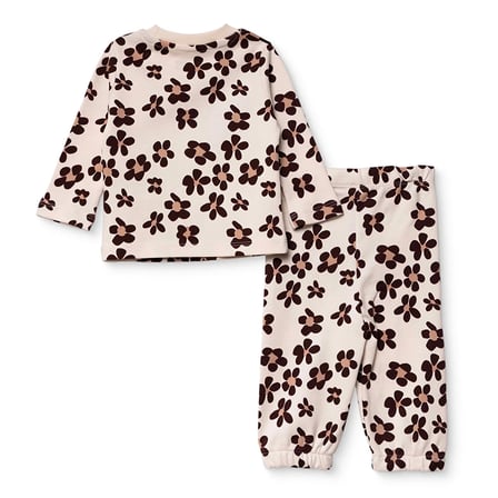 HelloBaby Kız Bebek Pijama Takımı Çiçek Baskılı Çıtçıtlı Bisiklet Yaka Long Sleeve Ribanalı