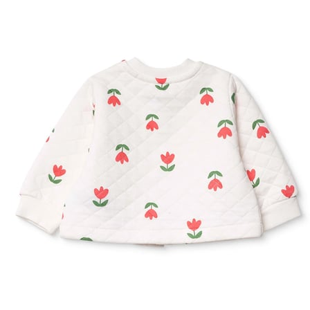 HelloBaby Kız Bebek Kapitone Hırka Çiçek Baskılı Çıtçıtlı Bisiklet Yaka Long Sleeve