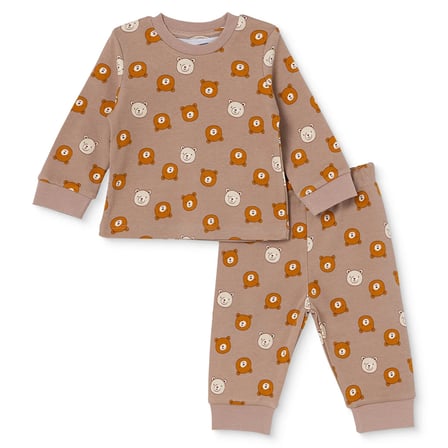 HelloBaby Erkek Bebek Pijama Takımı Hayvan Baskılı Çıtçıtlı Bisiklet Yaka Long Sleeve Ribanalı