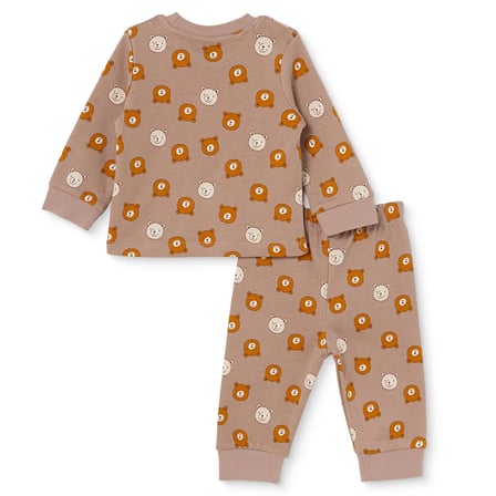 HelloBaby Erkek Bebek Pijama Takımı Hayvan Baskılı Çıtçıtlı Bisiklet Yaka Long Sleeve Ribanalı