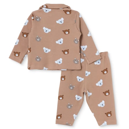 HelloBaby Erkek Bebek Pijama Takımı Hayvan Baskılı Düğmeli Gömlek Yaka Long Sleeve Reçme