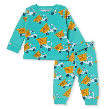 HelloBaby Erkek Bebek Pijama Takımı Araba Baskılı Çıtçıtlı Bisiklet Yaka Long Sleeve Ribanalı