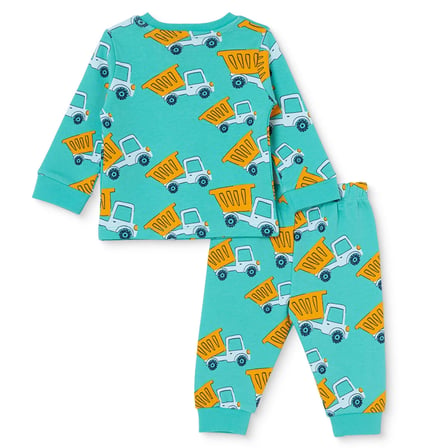 HelloBaby Erkek Bebek Pijama Takımı Araba Baskılı Çıtçıtlı Bisiklet Yaka Long Sleeve Ribanalı