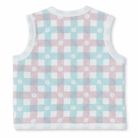 HelloBaby Kız Bebek Kapitone Yelek Ekose Baskılı Çıtçıtlı V Yaka Sleeveless