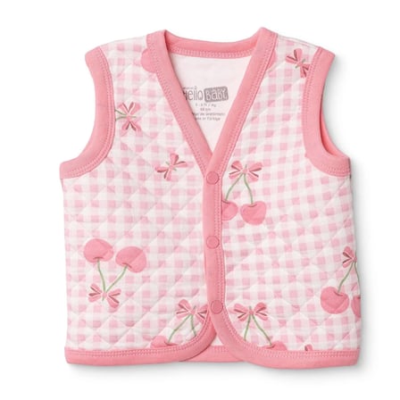 HelloBaby Kız Bebek Kapitone Yelek Meyve Baskılı Çıtçıtlı V Yaka Sleeveless