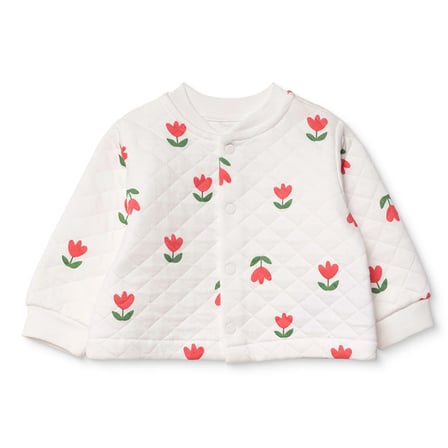 HelloBaby Kız Bebek Kapitone Hırka Çiçek Baskılı Çıtçıtlı Bisiklet Yaka Long Sleeve