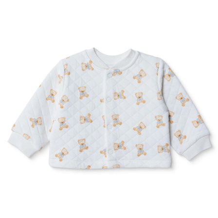 HelloBaby Erkek Bebek Kapitone Hırka Ayı Baskılı Çıtçıtlı Bisiklet Yaka Long Sleeve