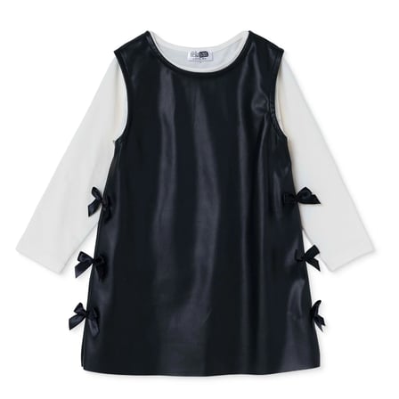 HelloBaby Kız Bebek Elbise Tişört Fiyonk Baskılı Bisiklet Yaka Long Sleeve