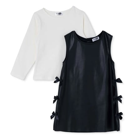 HelloBaby Kız Bebek Elbise Tişört Fiyonk Baskılı Bisiklet Yaka Long Sleeve