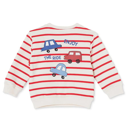 HelloBaby Erkek Bebek Sweatshirt Araba Baskılı Bisiklet Yaka Long Sleeve
