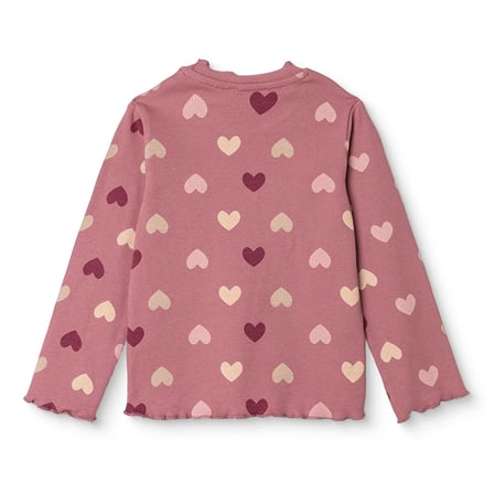 HelloBaby Kız Bebek Tişört Kalp Baskılı Bisiklet Yaka Long Sleeve