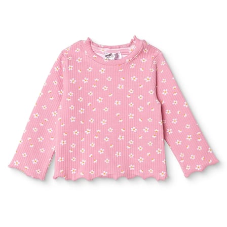 HelloBaby Kız Bebek Tişört Çiçek Baskılı Bisiklet Yaka Long Sleeve