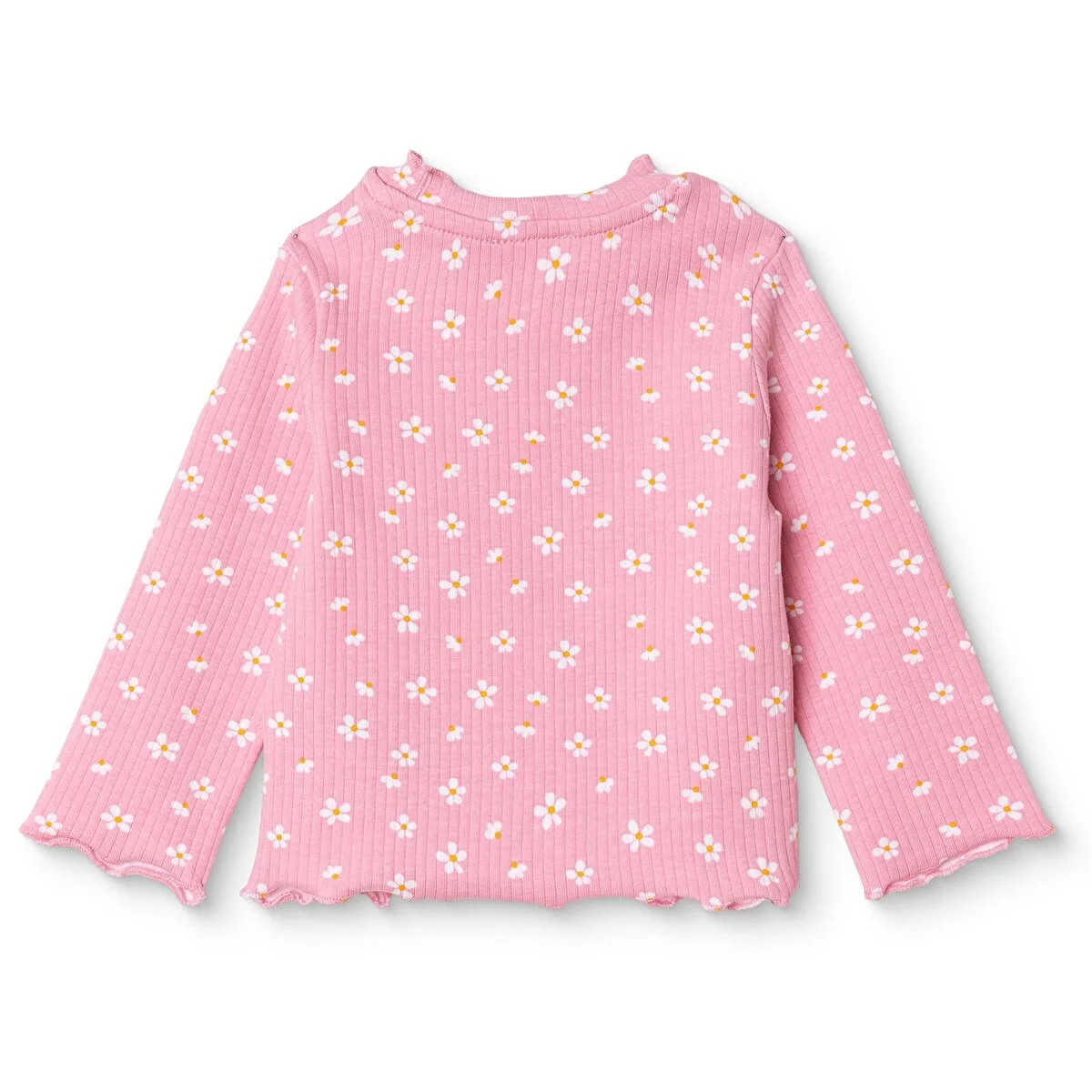 HelloBaby Kız Bebek Tişört Çiçek Baskılı Bisiklet Yaka Long Sleeve