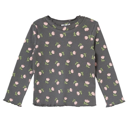 HelloBaby Kız Bebek Tişört Çiçek Baskılı Bisiklet Yaka Long Sleeve