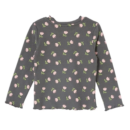 HelloBaby Kız Bebek Tişört Çiçek Baskılı Bisiklet Yaka Long Sleeve
