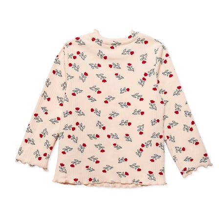 HelloBaby Kız Bebek Tişört Çiçek Baskılı Bisiklet Yaka Long Sleeve