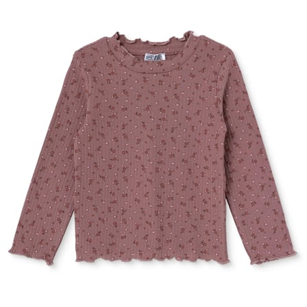 HelloBaby Kız Bebek Tişört Çiçek Baskılı Bisiklet Yaka Long Sleeve