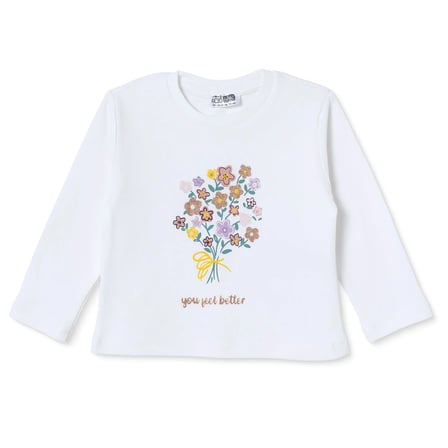 HelloBaby Kız Bebek Tişört Çiçek Baskılı Bisiklet Yaka Long Sleeve
