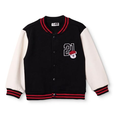 HelloBaby Erkek Bebek Kolej Ceket Ayı Baskılı Çıtçıtlı V Yaka Long Sleeve