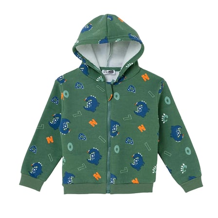 HelloBaby Erkek Bebek Kapüşonlu Hırka Hayvan Baskılı Fermuarlı Kapüşonlu Long Sleeve