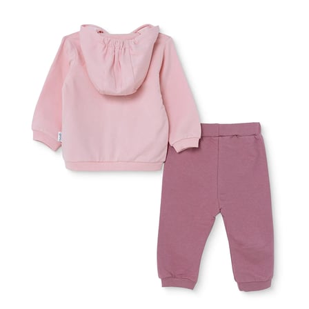 Bebetto Kız Bebek Sweatshirt-Hırka-Alt Kalp Baskılı Fermuarlı Kapüşonlu Long Sleeve Patiksiz