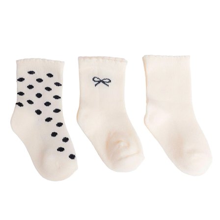 HelloBaby Kız Bebek 3lü Soket Çorap Fiyonk Baskılı