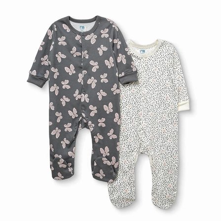 Mothercare Kız Bebek Tulum Çiçek Baskılı Çıtçıtlı Bisiklet Yaka Long Sleeve Patikli