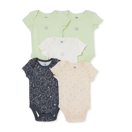 Mothercare Erkek Bebek 5li Body Uzay Baskılı Çıtçıtlı Zarf Yaka Long Sleeve