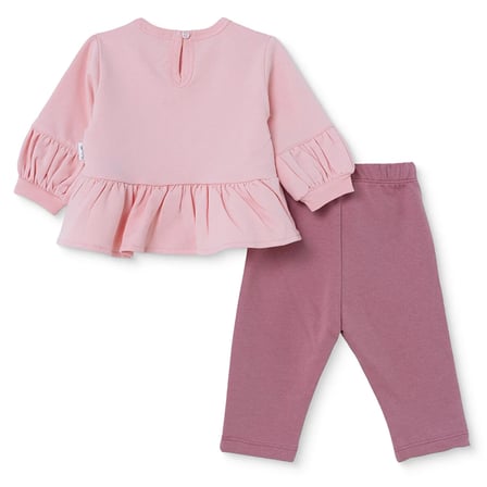 Bebetto Kız Bebek Sweatshirt-Alt Kalp Baskılı Çıtçıtlı Bisiklet Yaka Long Sleeve Patiksiz