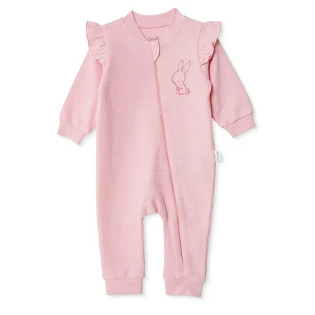 Bebetto Kız Bebek Tulum Hayvan Baskılı Fermuarlı Bisiklet Yaka Long Sleeve Patiksiz