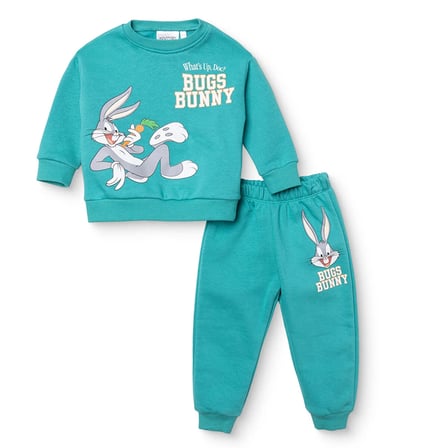 Bugs Bunny - LOONEY TUNES Erkek Bebek Lisans Eşofman Takımı Bisiklet Yaka Uzun Kollu Reçme