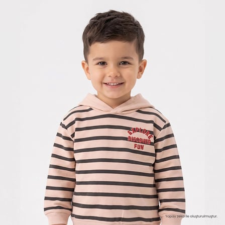 HelloBaby Erkek Bebek Kapüşonlu Sweatshirt Çizgili Kapüşonlu Long Sleeve