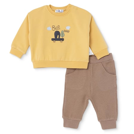 Bebetto Erkek Bebek Sweatshirt-Alt Araba Baskılı Fırfırlı Yaka Long Sleeve Patiksiz