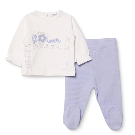 Bebetto Kız Bebek Sweatshirt-Alt Çiçek Baskılı Fermuarlı Bisiklet Yaka Long Sleeve Patiksiz