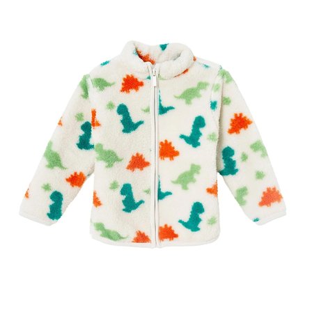 HelloBaby Erkek Bebek Welsoft Hırka Dinozor Baskılı Fermuarlı Bisiklet Yaka Long Sleeve