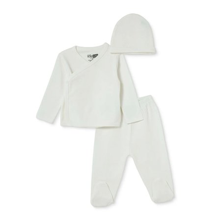 HelloBaby Unisex Zıbın-Şapka-Alt Çıtçıtlı V Yaka Long Sleeve Patikli