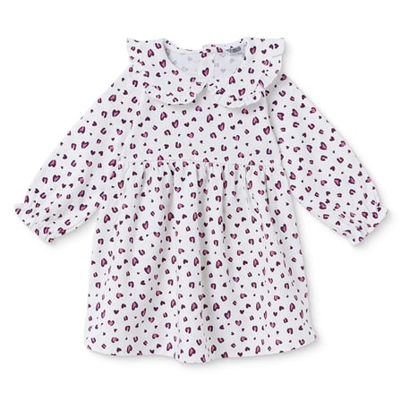 HelloBaby Kız Bebek Elbise Leopar Baskılı Bebe Yaka Long Sleeve